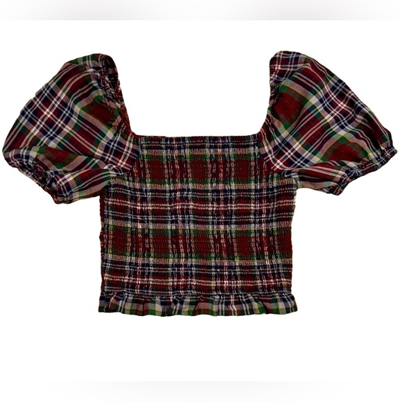 American Eagle Outfitters Tops - American Eagle Plaid| Puff Sleeve| Smocked Blouse